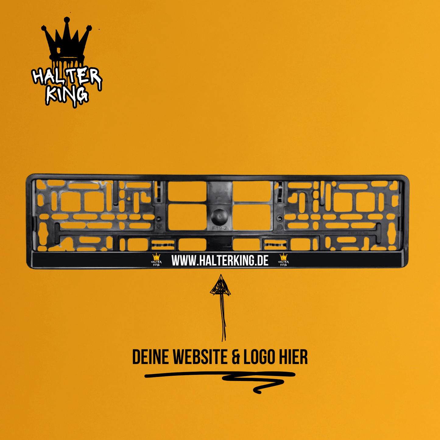 Kennzeichenhalter mit Wunschtext und Logo individuell bedruckt