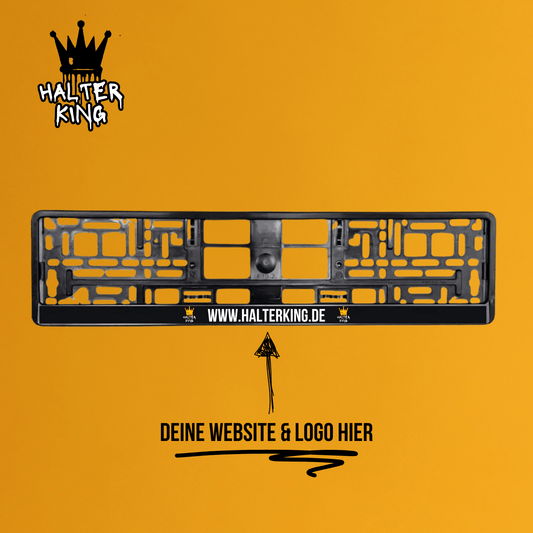 Kennzeichenhalter mit Wunschtext und Logo individuell bedruckt